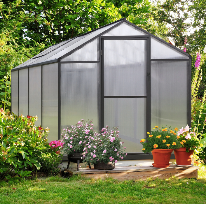 Outdoor Aluminum Greenhouse Kit - Walk-in Polycarbonate Design